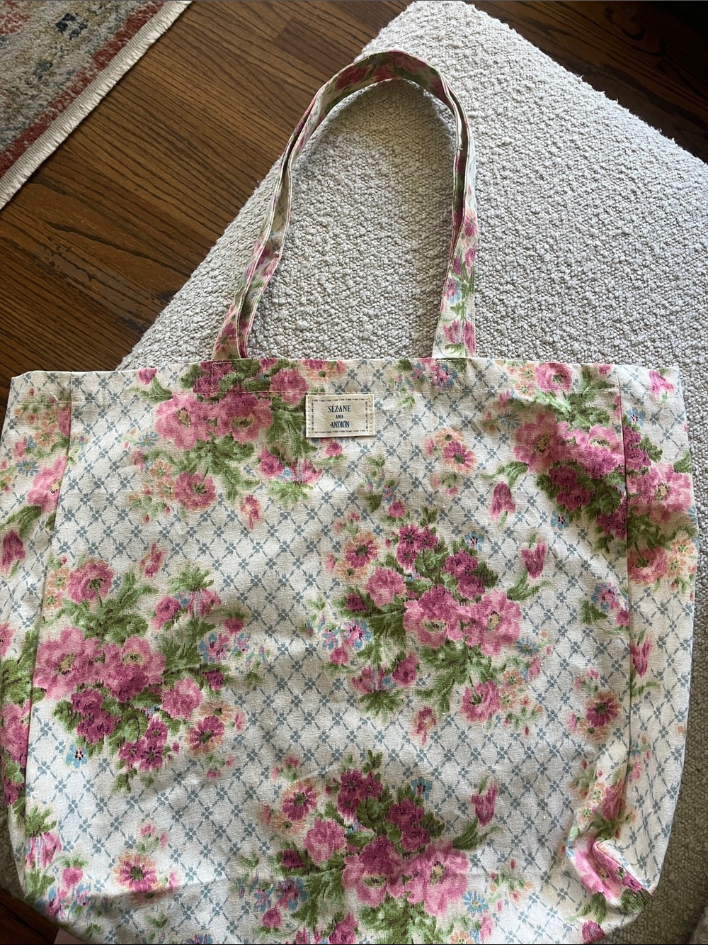 Sézane Floral Tote Bag in Pink